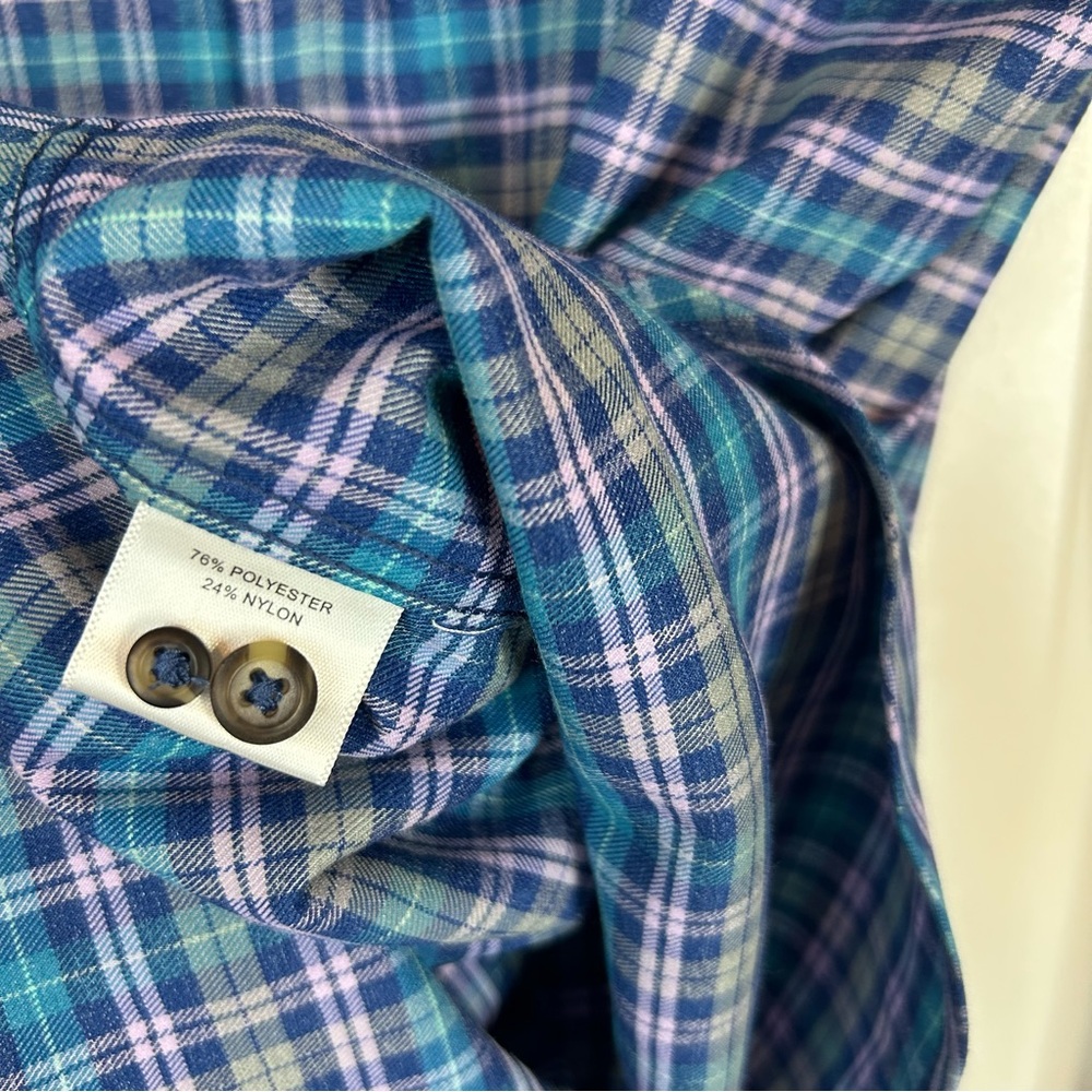 Peter Millar Soft button down Blue Plaid Men's size medium Shirt long sleeve - Picture 6 of 10